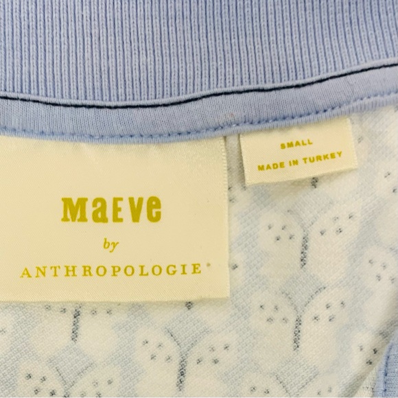 Maeve Anthropologie Women S Short Sleeve Polo Butterflies Pique Cotton Stretch - Picture 11 of 11